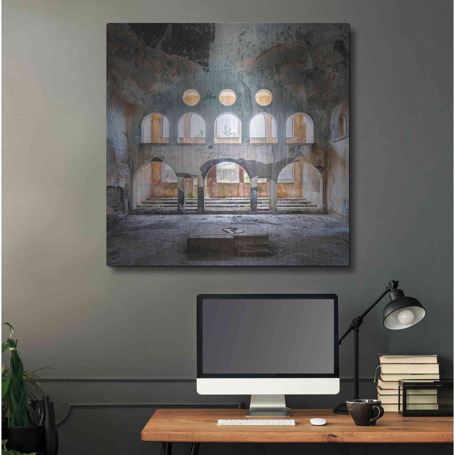 Luxe Metal Art 'Abandoned Synagogue' by Roman Robroek Metal Wall Art,36x36