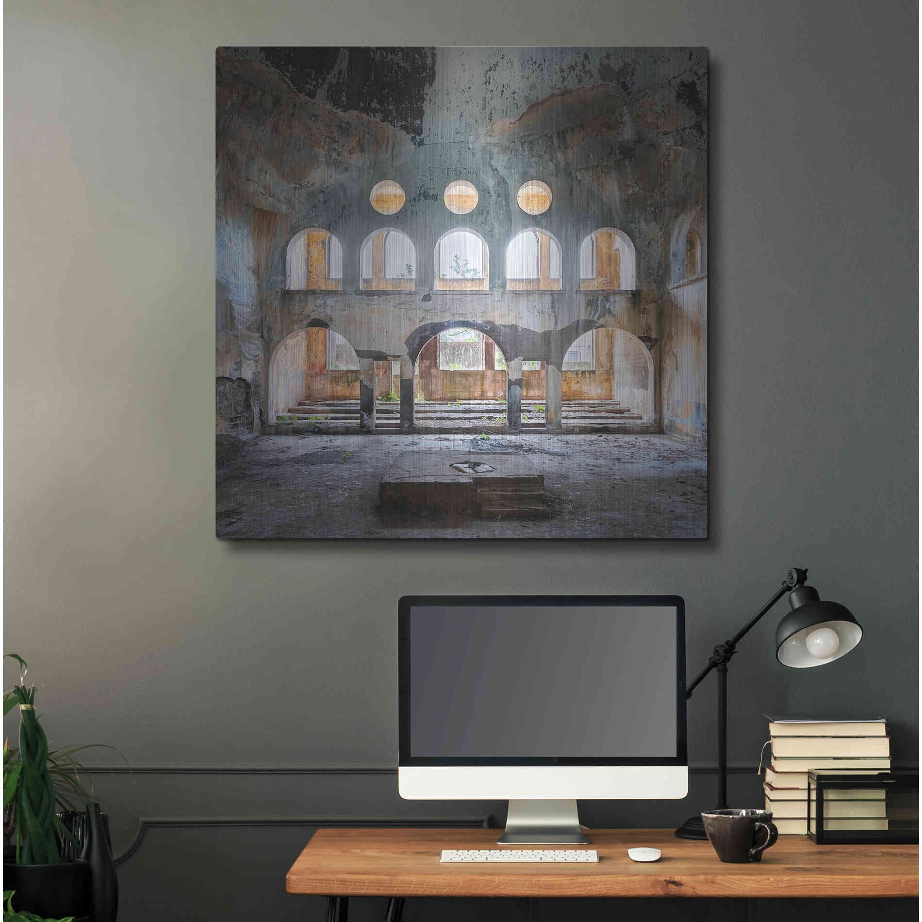 Luxe Metal Art 'Abandoned Synagogue' by Roman Robroek Metal Wall Art,36x36