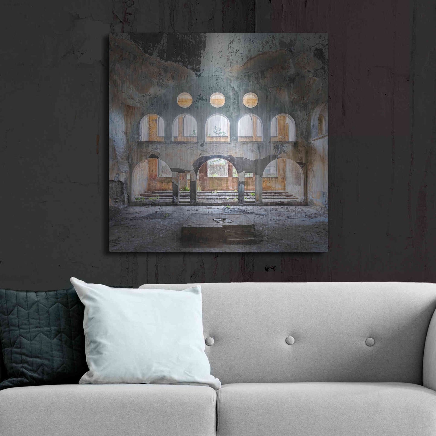 Luxe Metal Art 'Abandoned Synagogue' by Roman Robroek Metal Wall Art,36x36