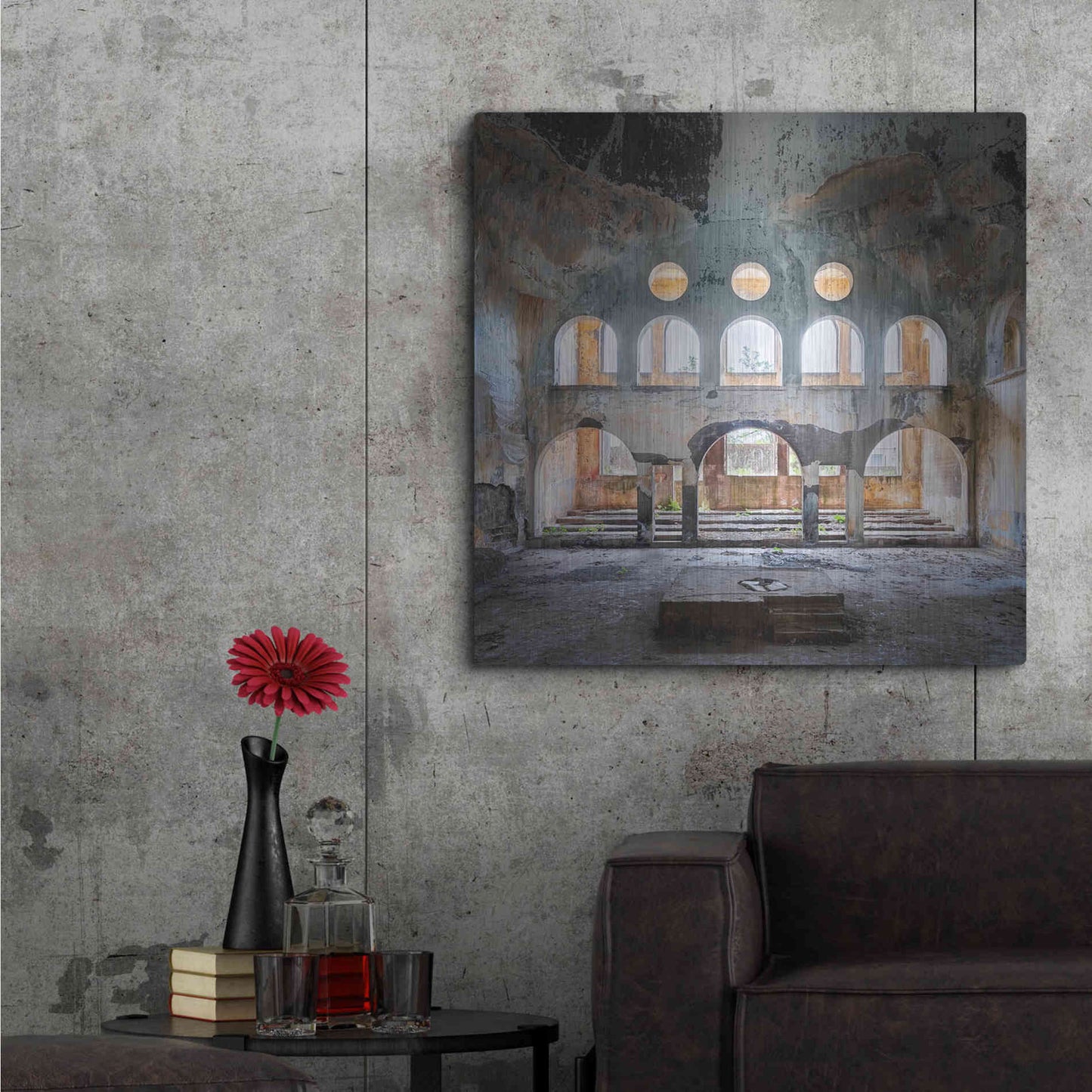 Luxe Metal Art 'Abandoned Synagogue' by Roman Robroek Metal Wall Art,36x36