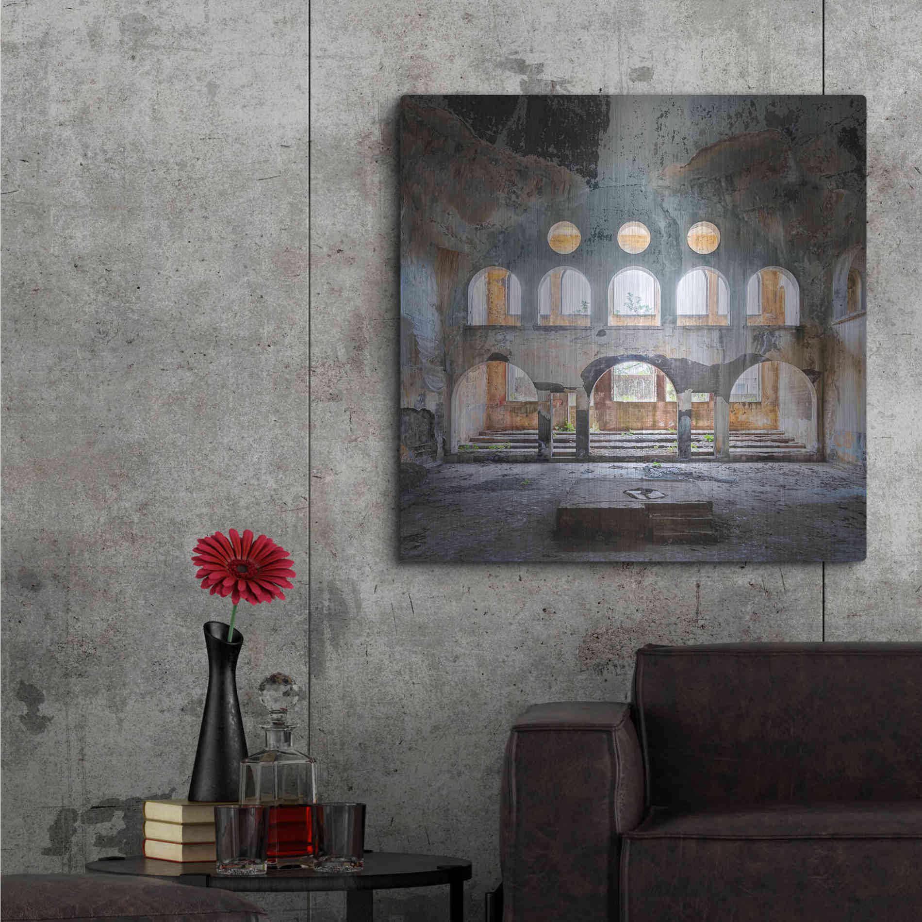 Luxe Metal Art 'Abandoned Synagogue' by Roman Robroek Metal Wall Art,36x36