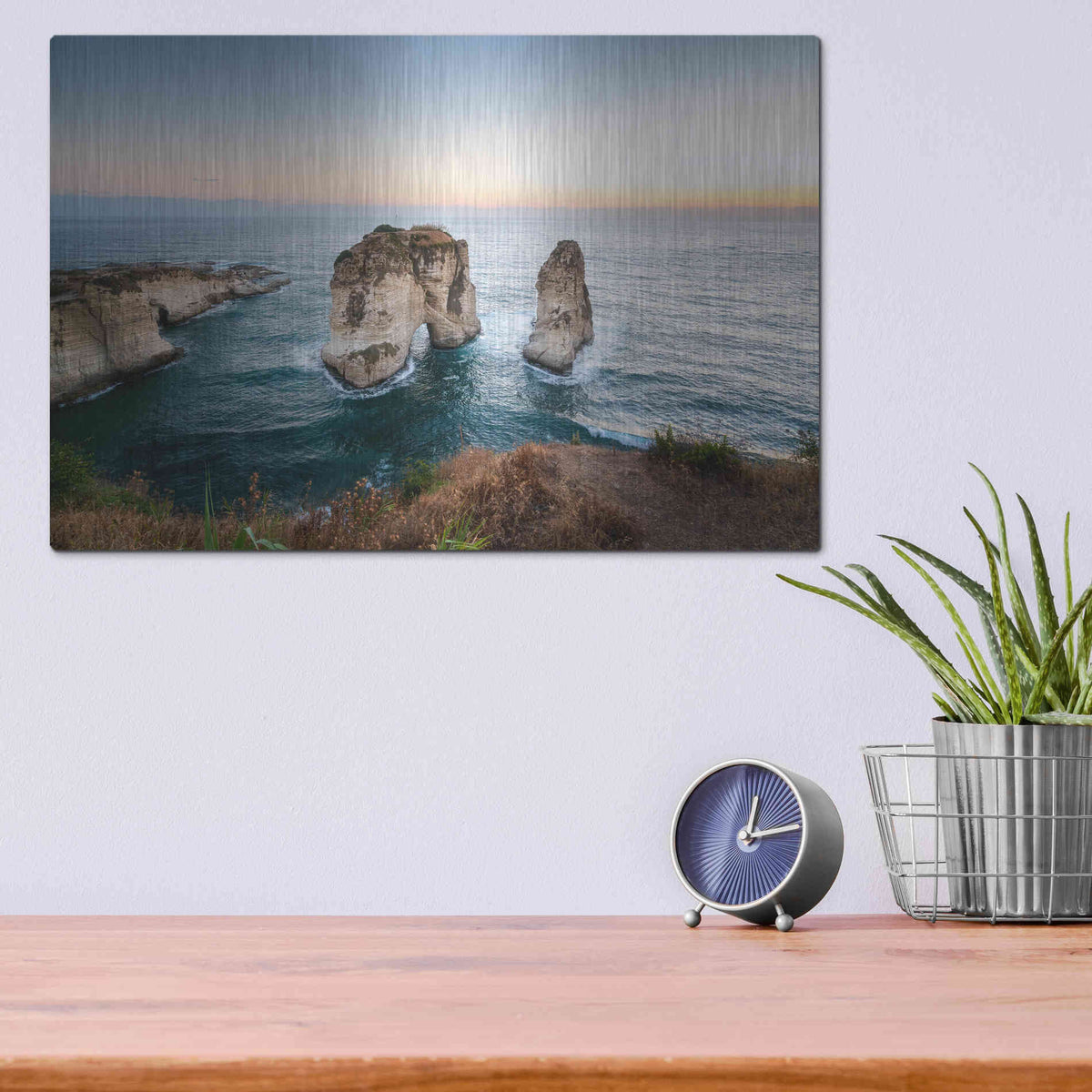 Luxe Metal Art 'Pigeon Rocks' by Roman Robroek Metal Wall Art,16x12