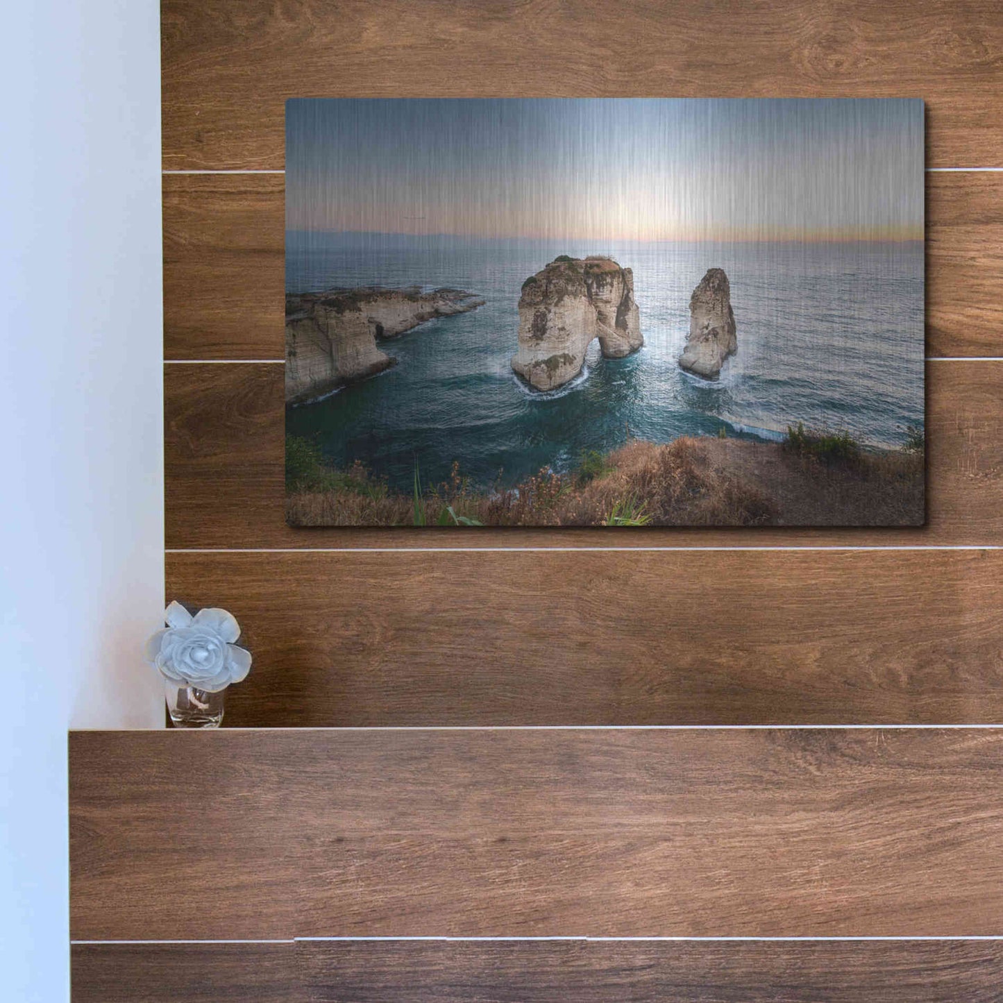 Luxe Metal Art 'Pigeon Rocks' by Roman Robroek Metal Wall Art,16x12