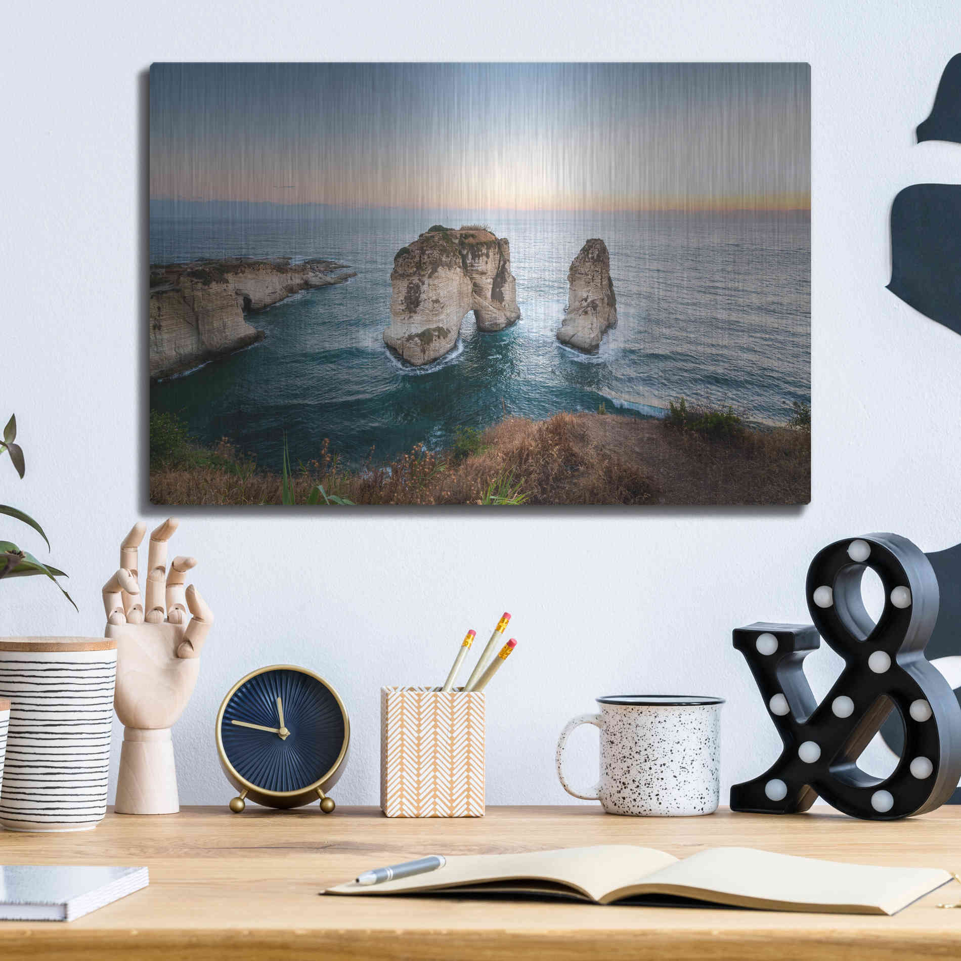 Luxe Metal Art 'Pigeon Rocks' by Roman Robroek Metal Wall Art,16x12