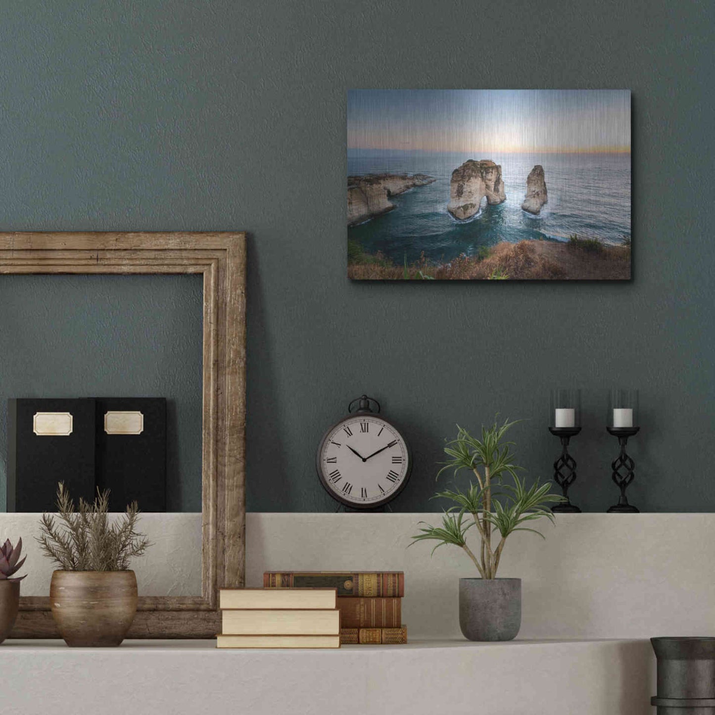 Luxe Metal Art 'Pigeon Rocks' by Roman Robroek Metal Wall Art,16x12