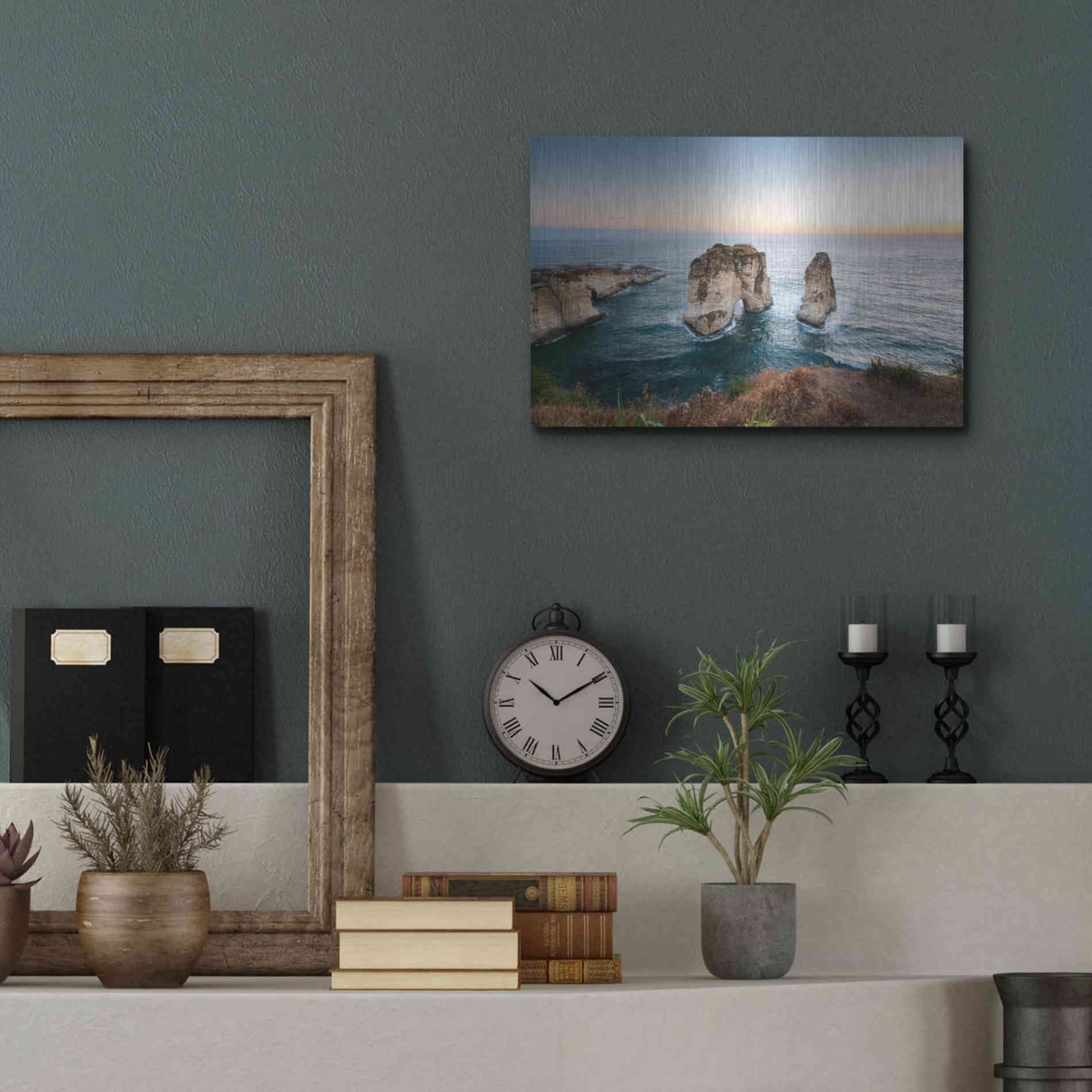 Luxe Metal Art 'Pigeon Rocks' by Roman Robroek Metal Wall Art,16x12