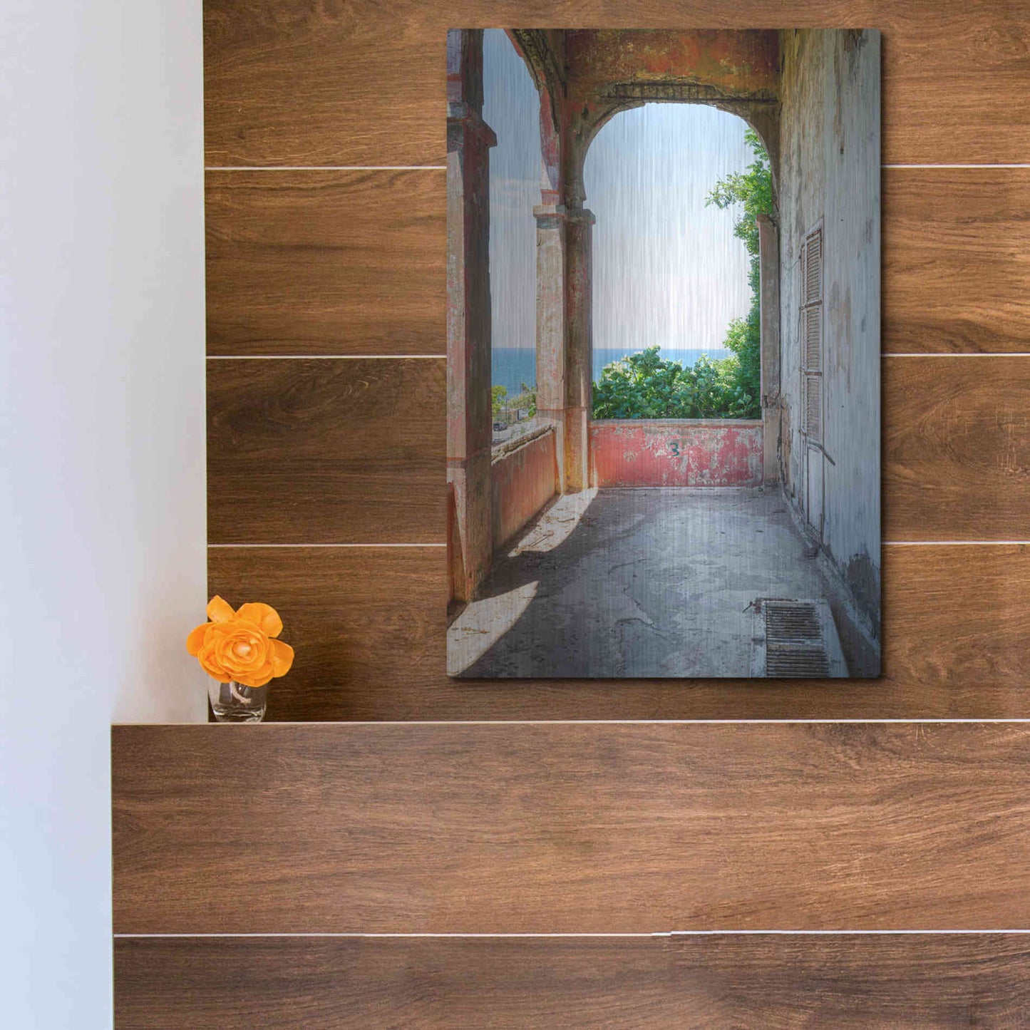 Luxe Metal Art 'Rose Balcony' by Roman Robroek Metal Wall Art,12x16