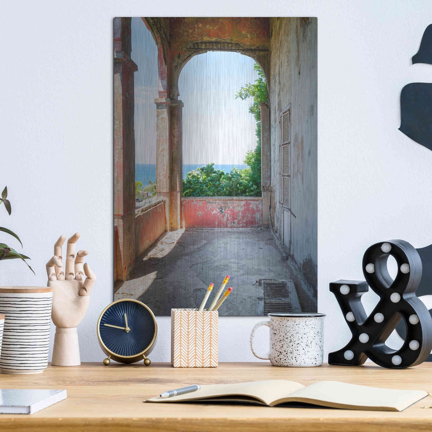 Luxe Metal Art 'Rose Balcony' by Roman Robroek Metal Wall Art,12x16