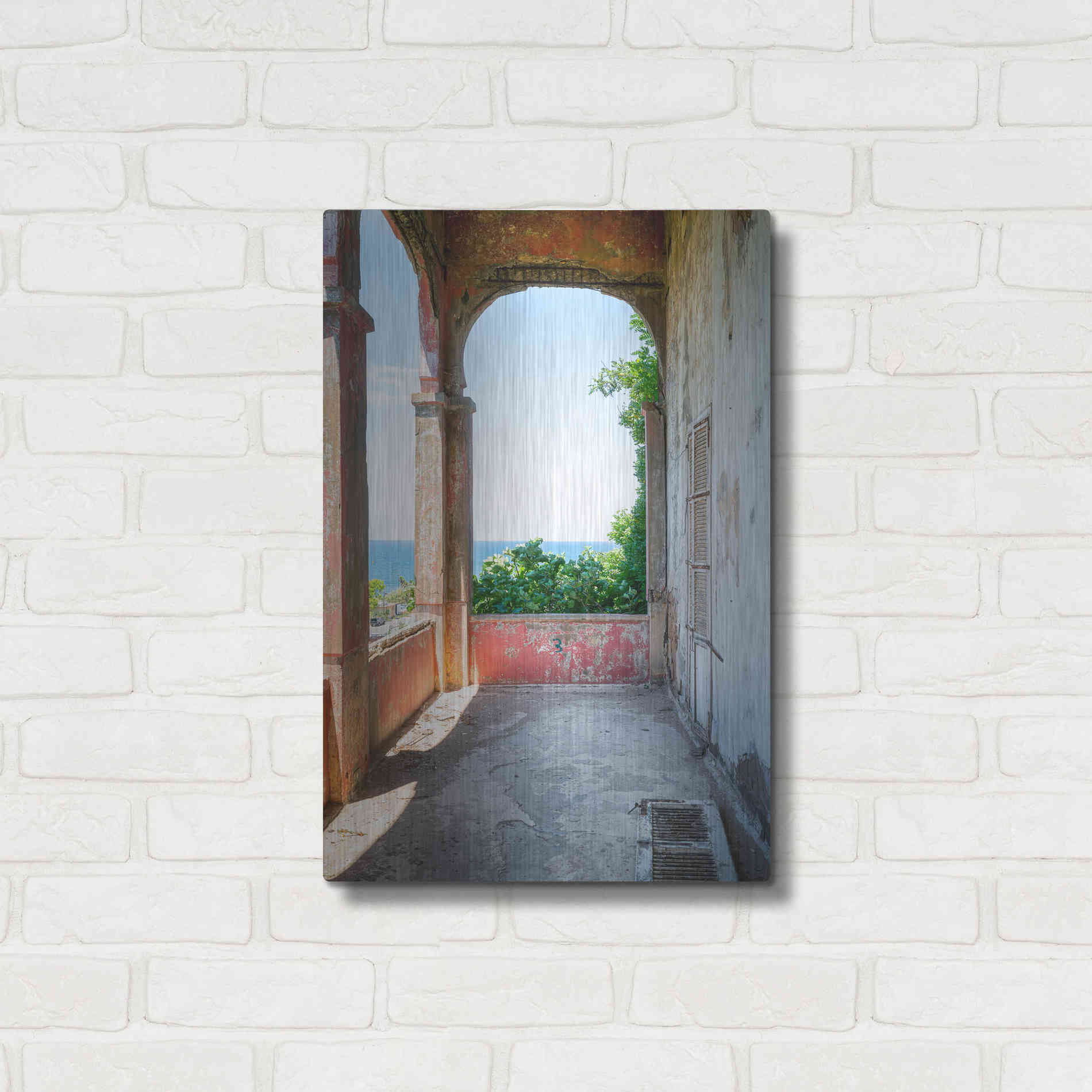 Luxe Metal Art 'Rose Balcony' by Roman Robroek Metal Wall Art,16x24