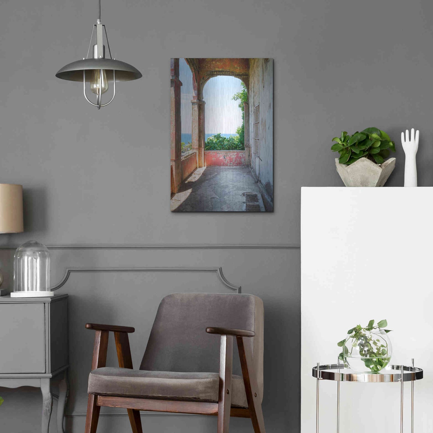 Luxe Metal Art 'Rose Balcony' by Roman Robroek Metal Wall Art,16x24