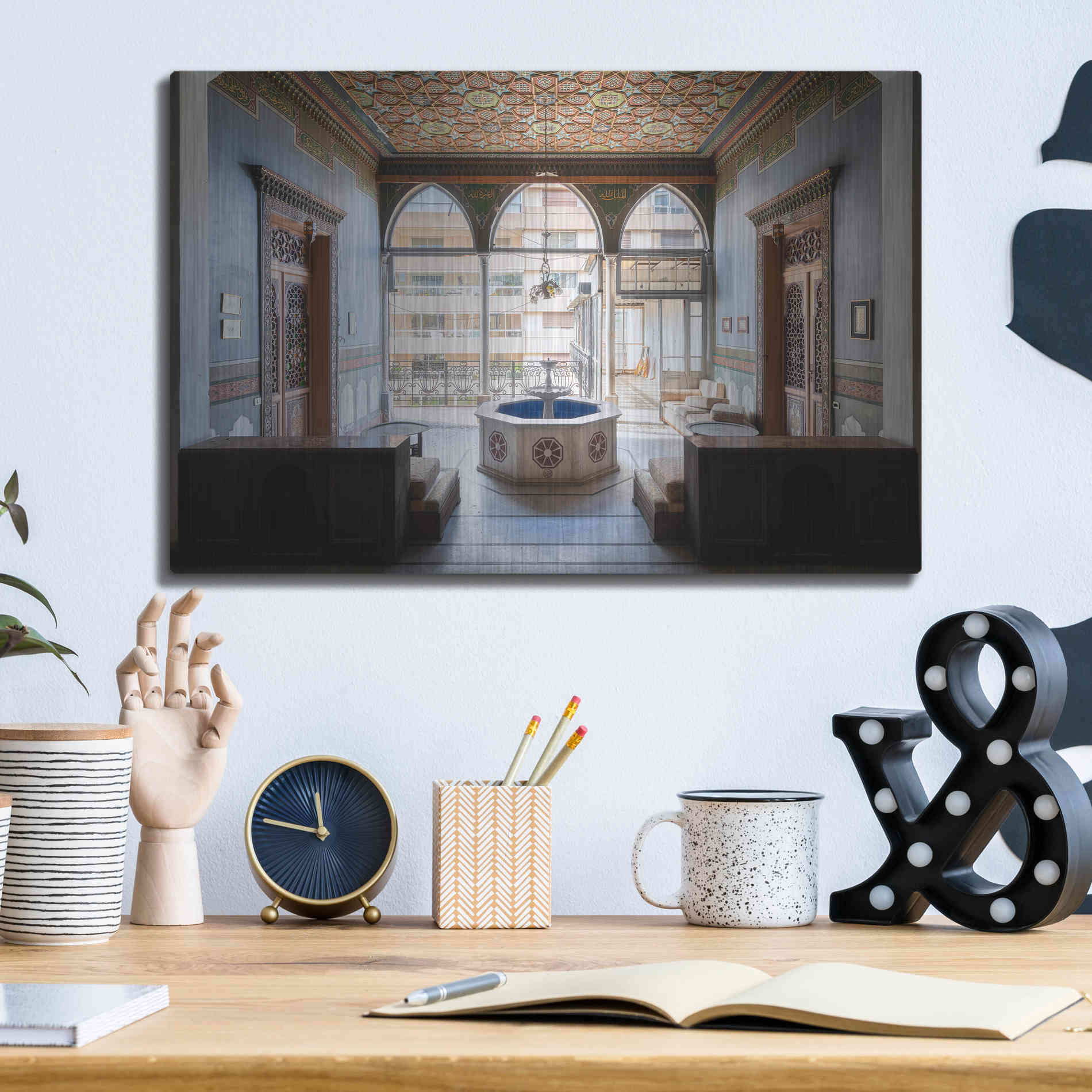 Luxe Metal Art 'Tabbal Fountain' by Roman Robroek Metal Wall Art,16x12