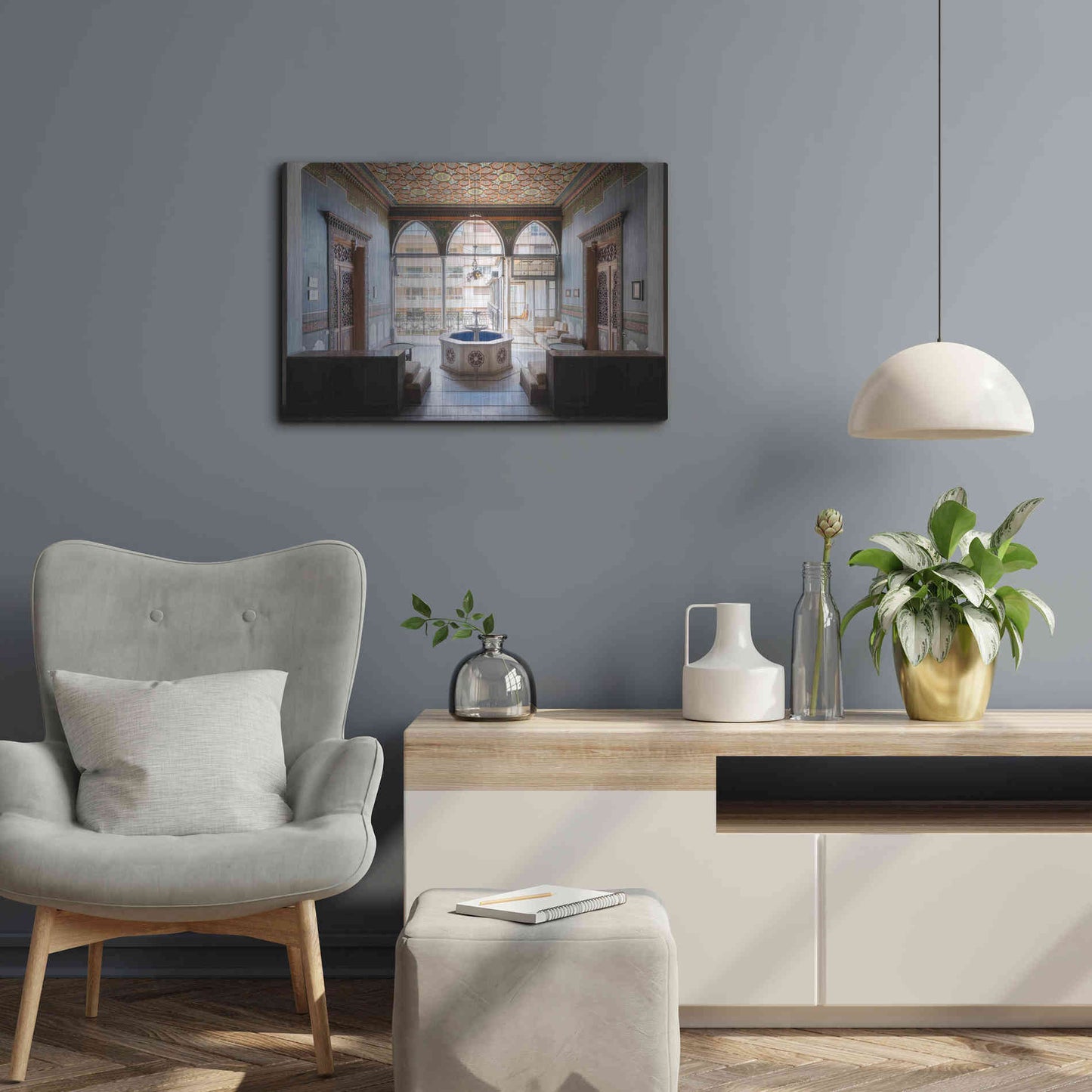 Luxe Metal Art 'Tabbal Fountain' by Roman Robroek Metal Wall Art,24x16