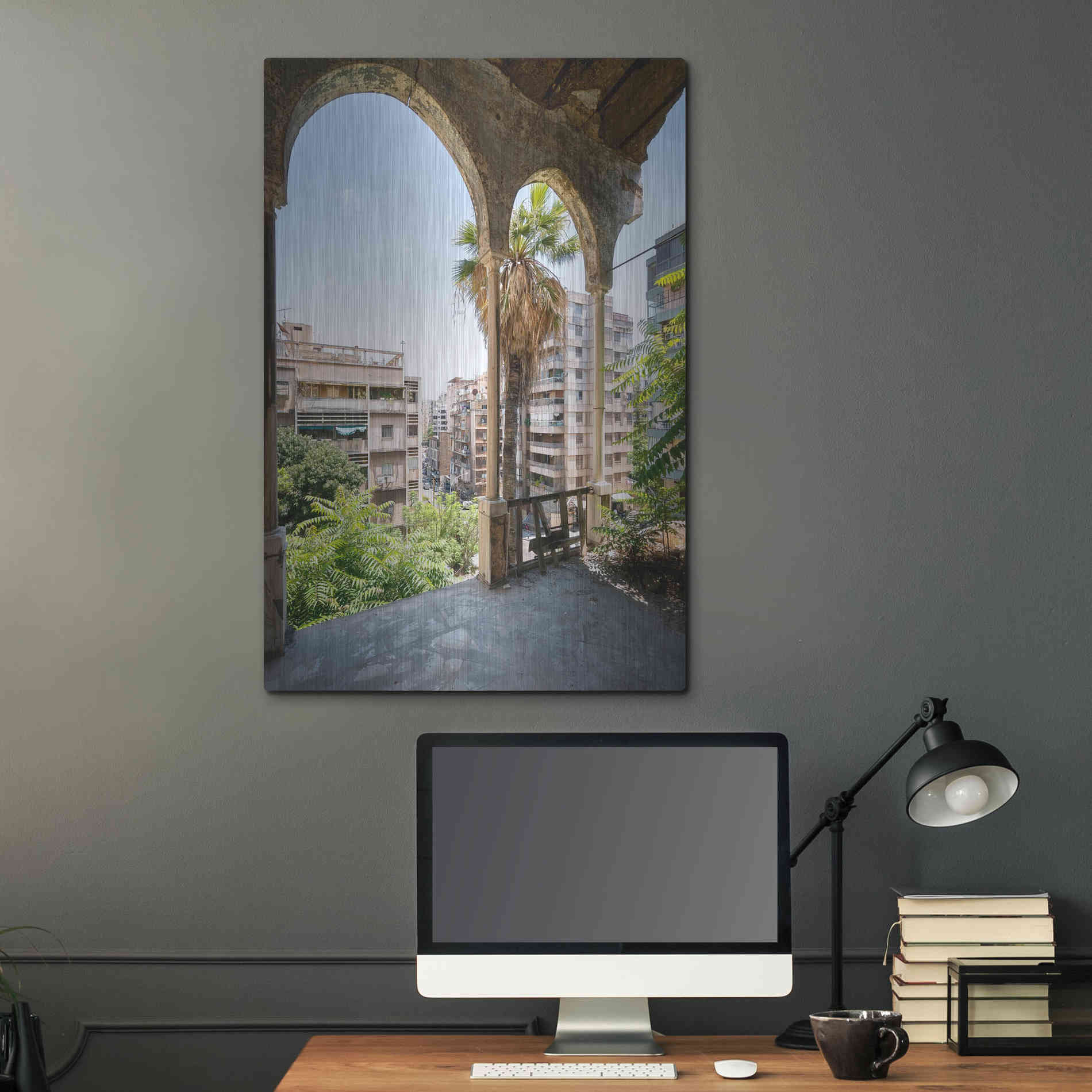 Luxe Metal Art 'Cityview From Balcony' by Roman Robroek Metal Wall Art,24x36