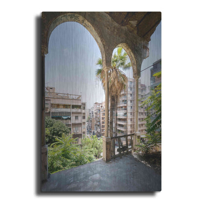 Luxe Metal Art 'Cityview From Balcony' by Roman Robroek Metal Wall Art