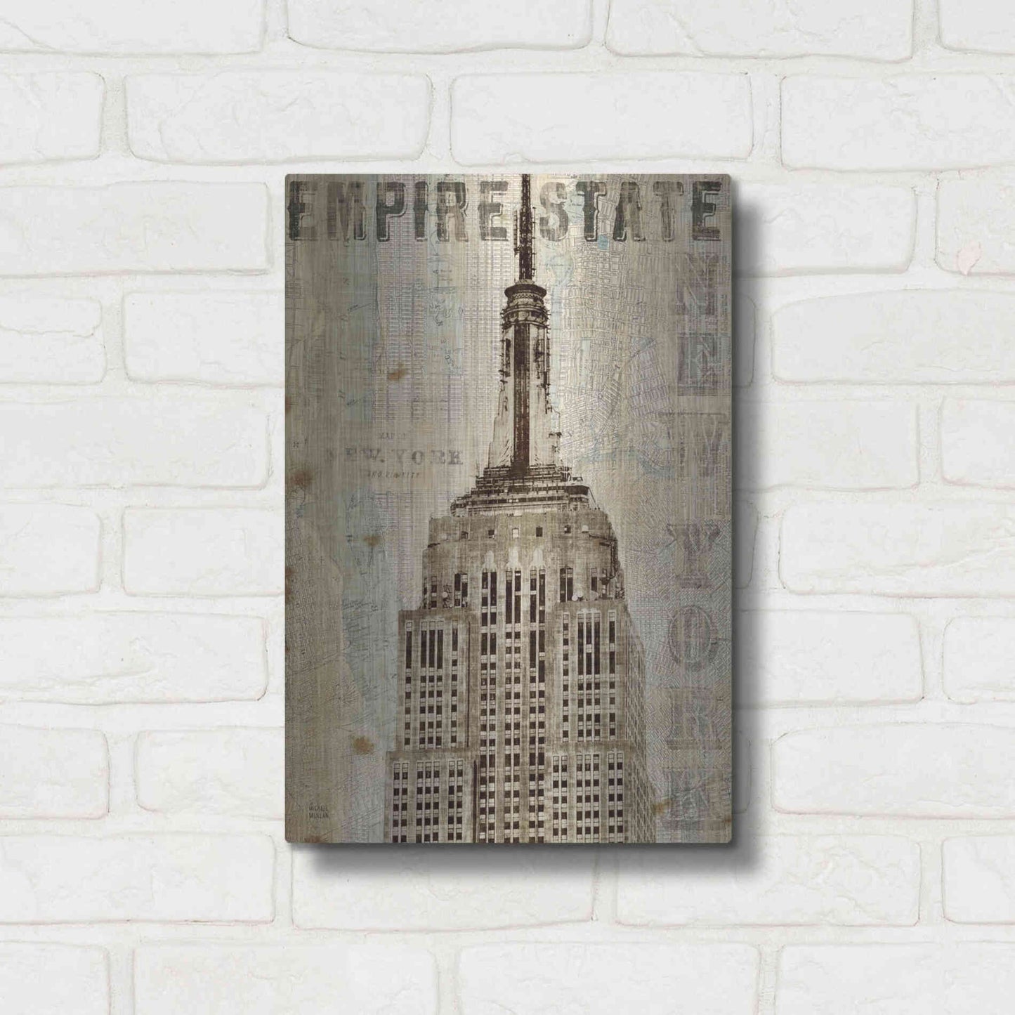 Luxe Metal Art 'Vintage NY Empire State Building' by Michael Mullan, Metal Wall Art,12x16
