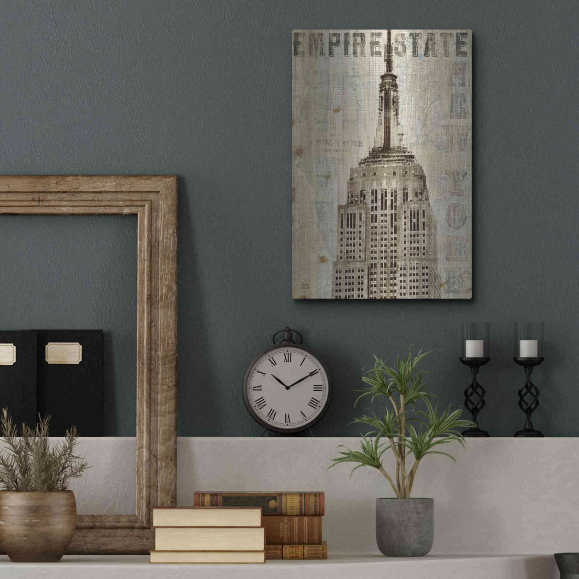 Luxe Metal Art 'Vintage NY Empire State Building' by Michael Mullan, Metal Wall Art,12x16