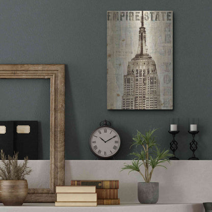 Luxe Metal Art 'Vintage NY Empire State Building' by Michael Mullan, Metal Wall Art,12x16
