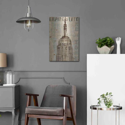 Luxe Metal Art 'Vintage NY Empire State Building' by Michael Mullan, Metal Wall Art,16x24