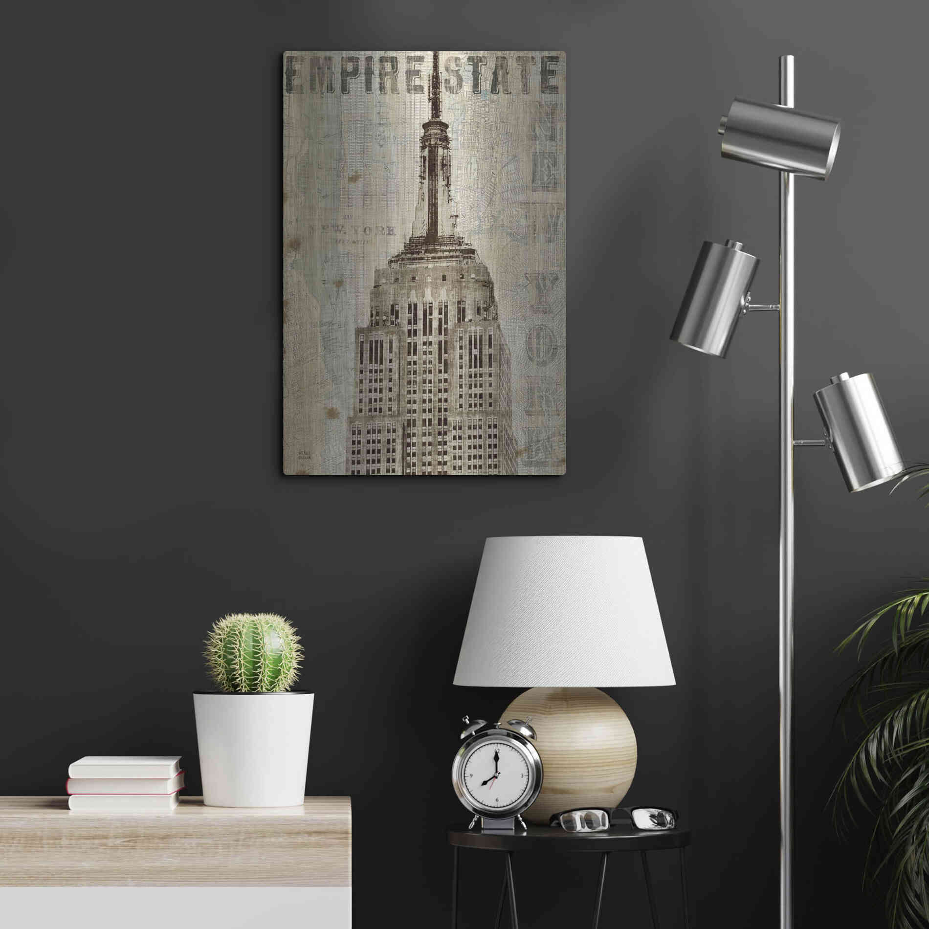 Luxe Metal Art 'Vintage NY Empire State Building' by Michael Mullan, Metal Wall Art,16x24