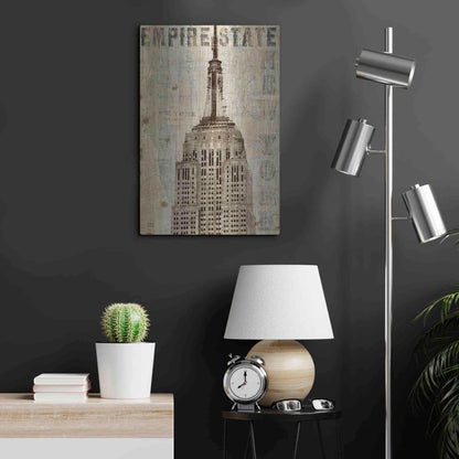 Luxe Metal Art 'Vintage NY Empire State Building' by Michael Mullan, Metal Wall Art,16x24