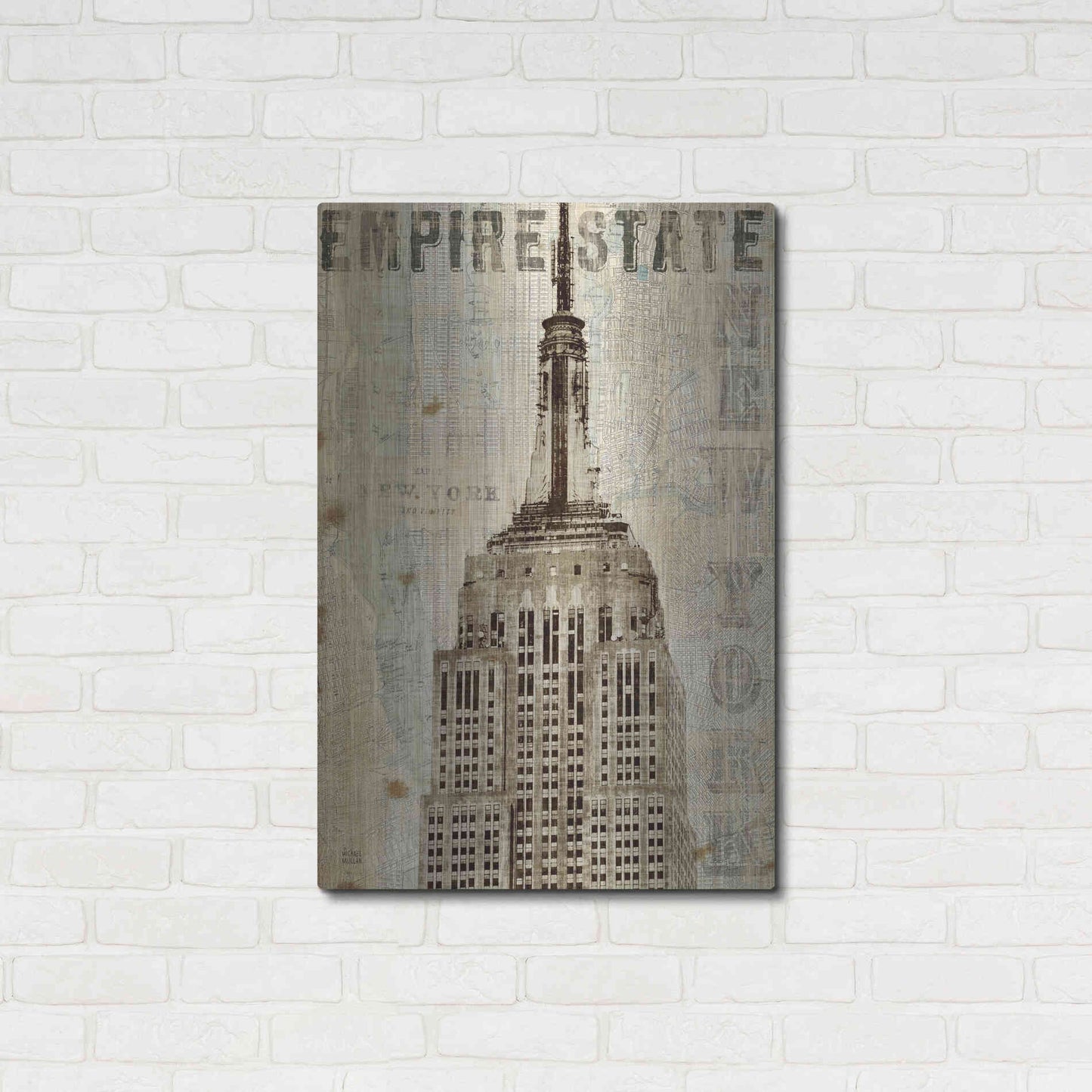Luxe Metal Art 'Vintage NY Empire State Building' by Michael Mullan, Metal Wall Art,24x36