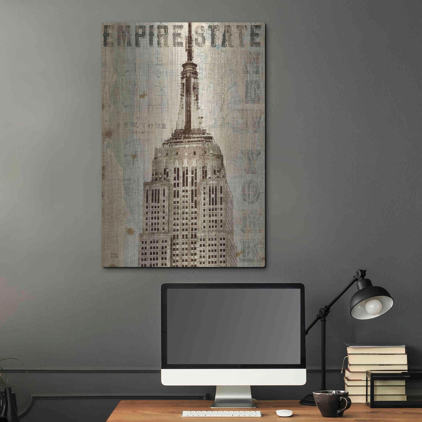 Luxe Metal Art 'Vintage NY Empire State Building' by Michael Mullan, Metal Wall Art,24x36