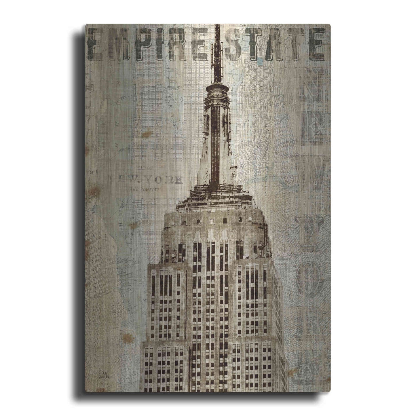 Luxe Metal Art 'Vintage NY Empire State Building' by Michael Mullan, Metal Wall Art