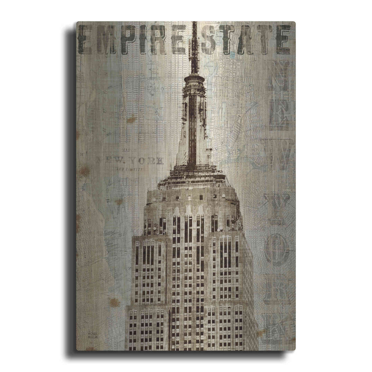 Luxe Metal Art 'Vintage NY Empire State Building' by Michael Mullan, Metal Wall Art