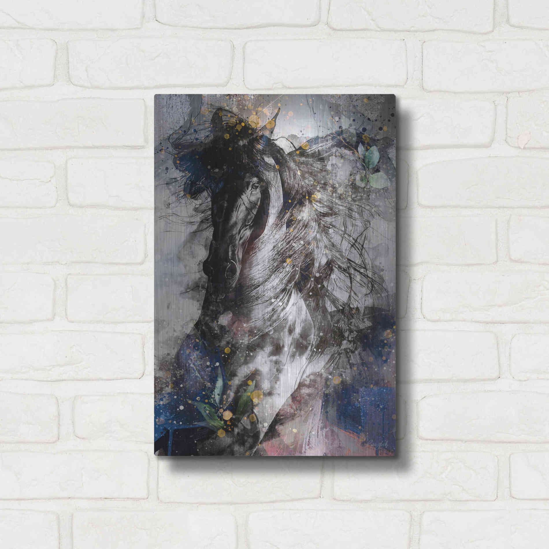 Luxe Metal Art 'Gallop To Freedom by Roozbeh Bahramali Metal Wall Art,12x16