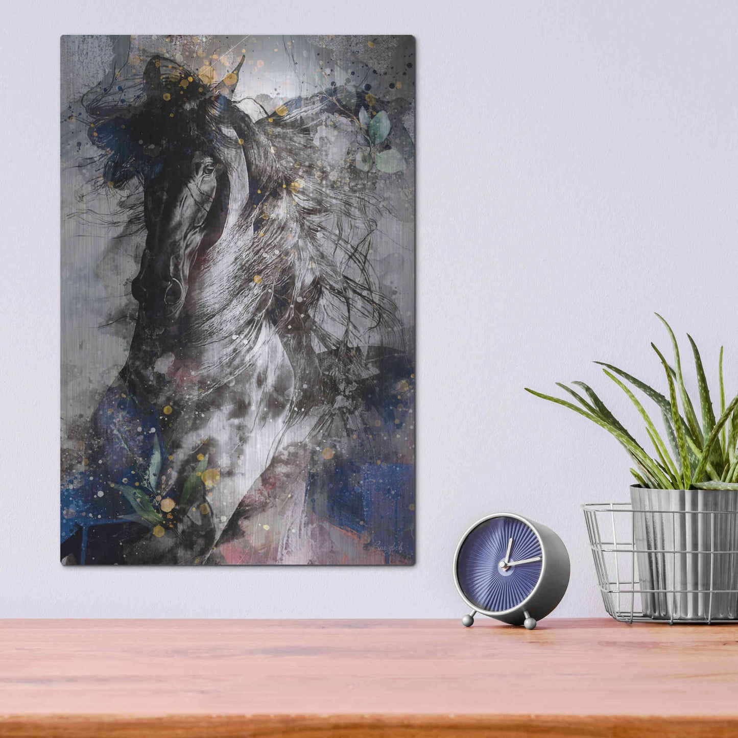 Luxe Metal Art 'Gallop To Freedom by Roozbeh Bahramali Metal Wall Art,12x16