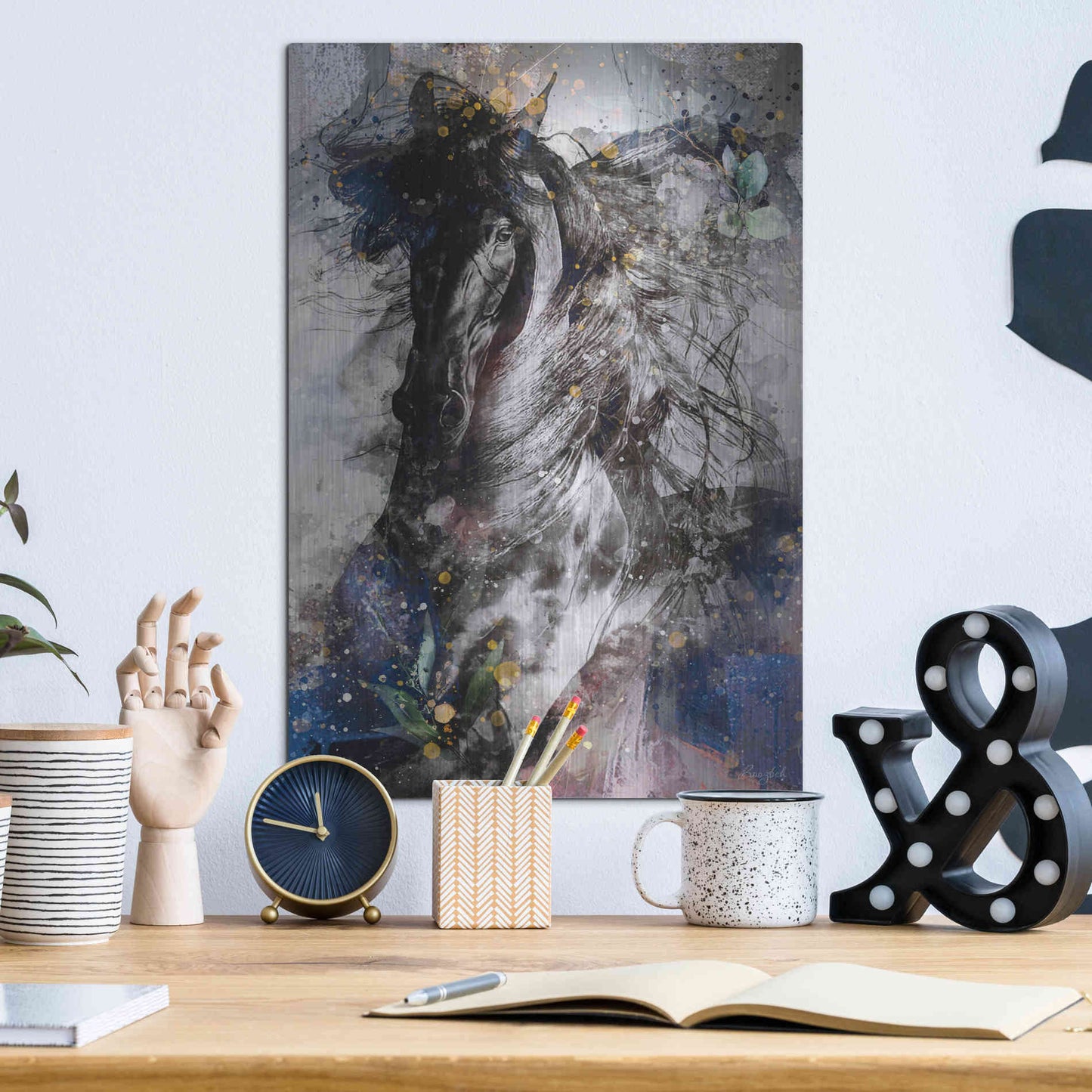 Luxe Metal Art 'Gallop To Freedom by Roozbeh Bahramali Metal Wall Art,12x16