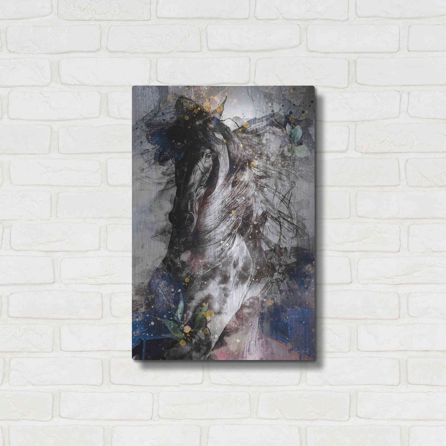 Luxe Metal Art 'Gallop To Freedom by Roozbeh Bahramali Metal Wall Art,16x24