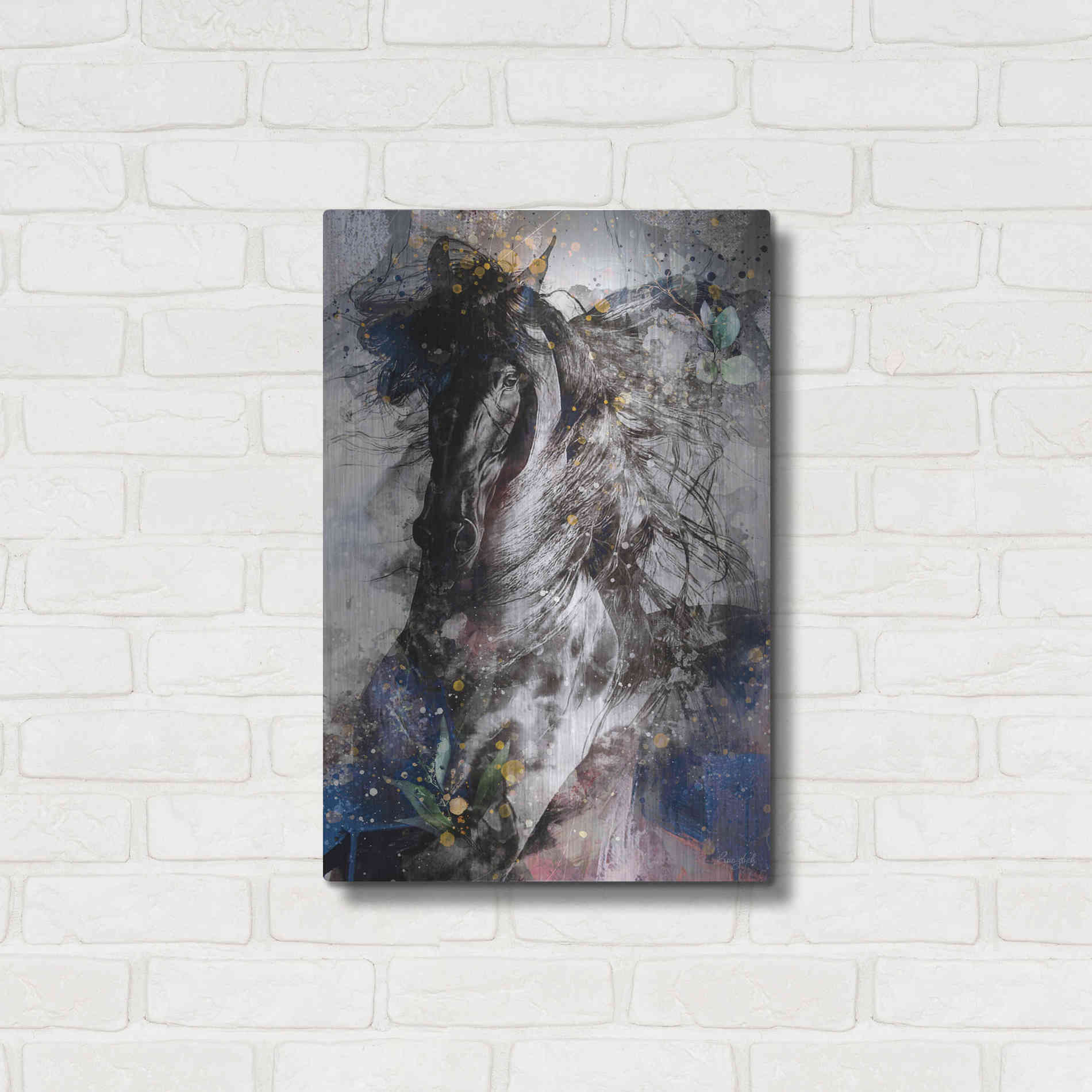 Luxe Metal Art 'Gallop To Freedom by Roozbeh Bahramali Metal Wall Art,16x24