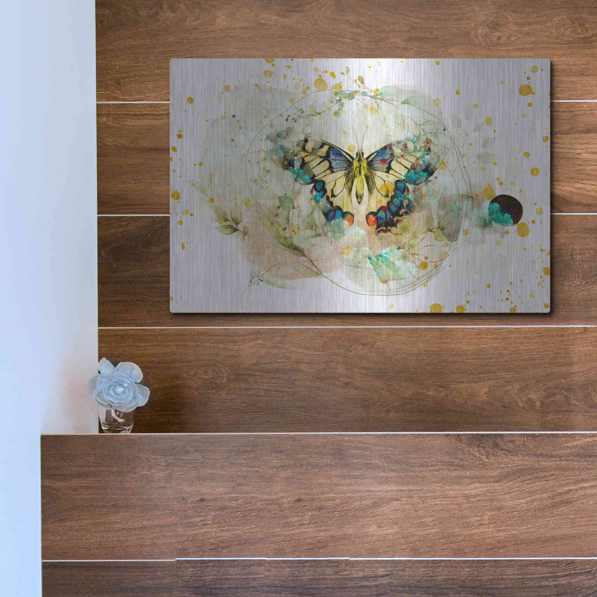Luxe Metal Art 'Gentle Wings by Roozbeh Bahramali Metal Wall Art,16x12