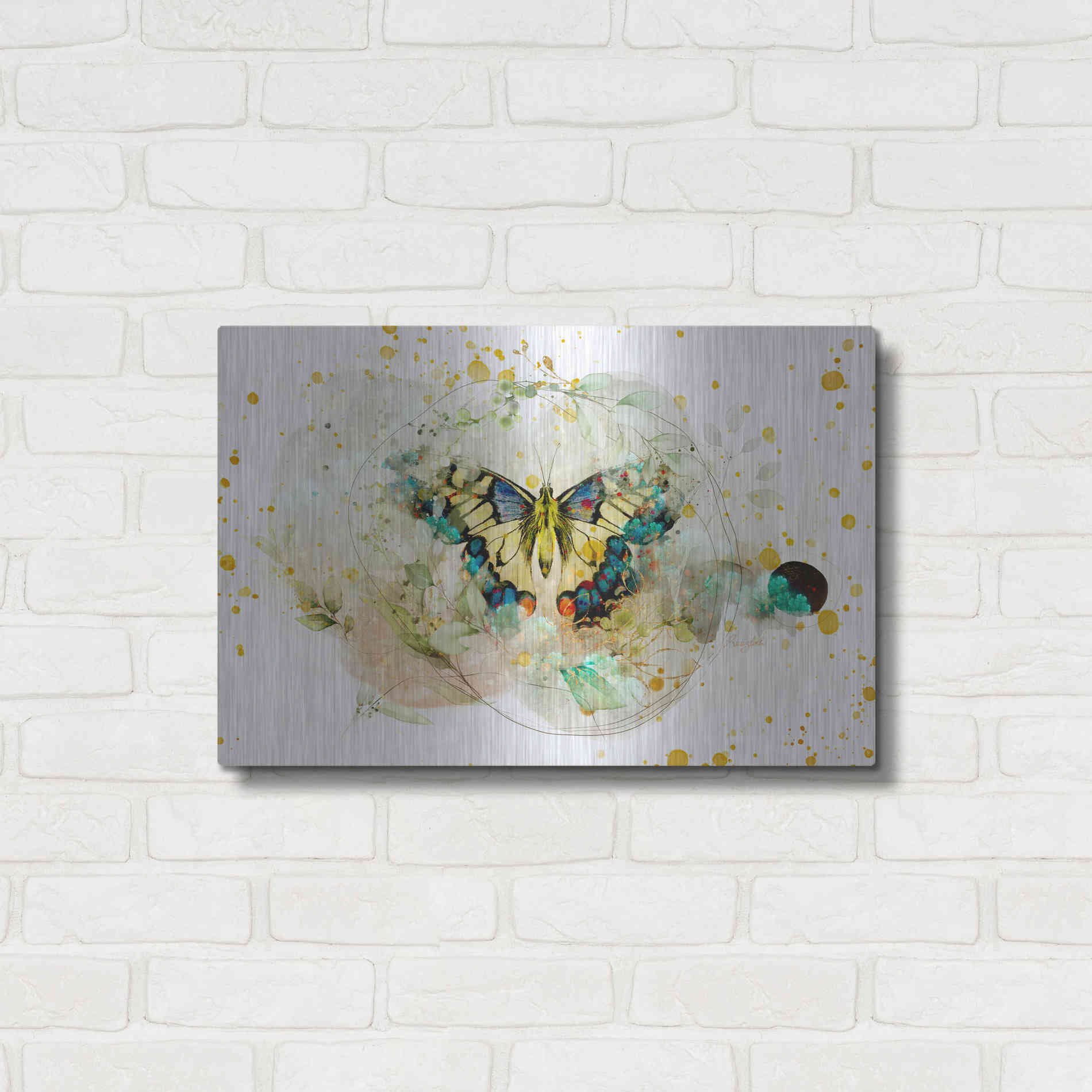 Luxe Metal Art 'Gentle Wings by Roozbeh Bahramali Metal Wall Art,24x16