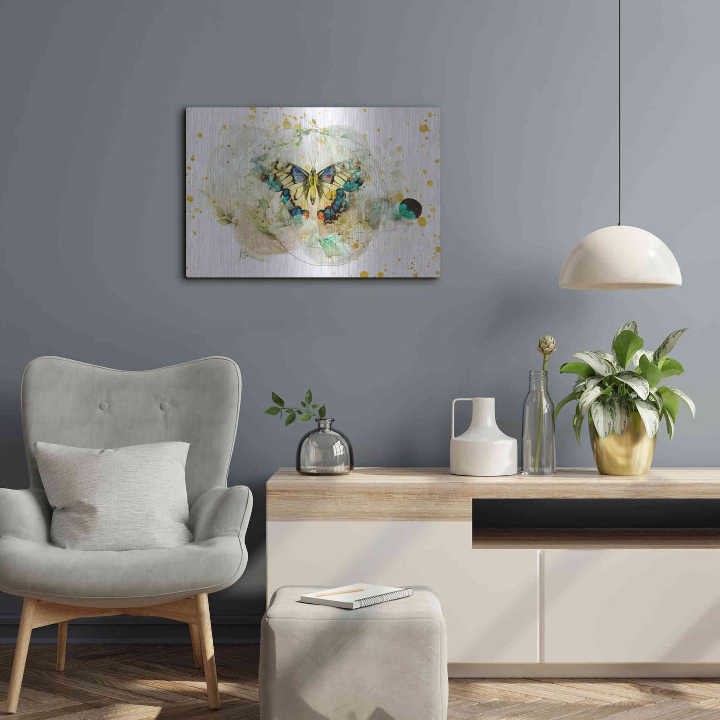 Luxe Metal Art 'Gentle Wings by Roozbeh Bahramali Metal Wall Art,24x16