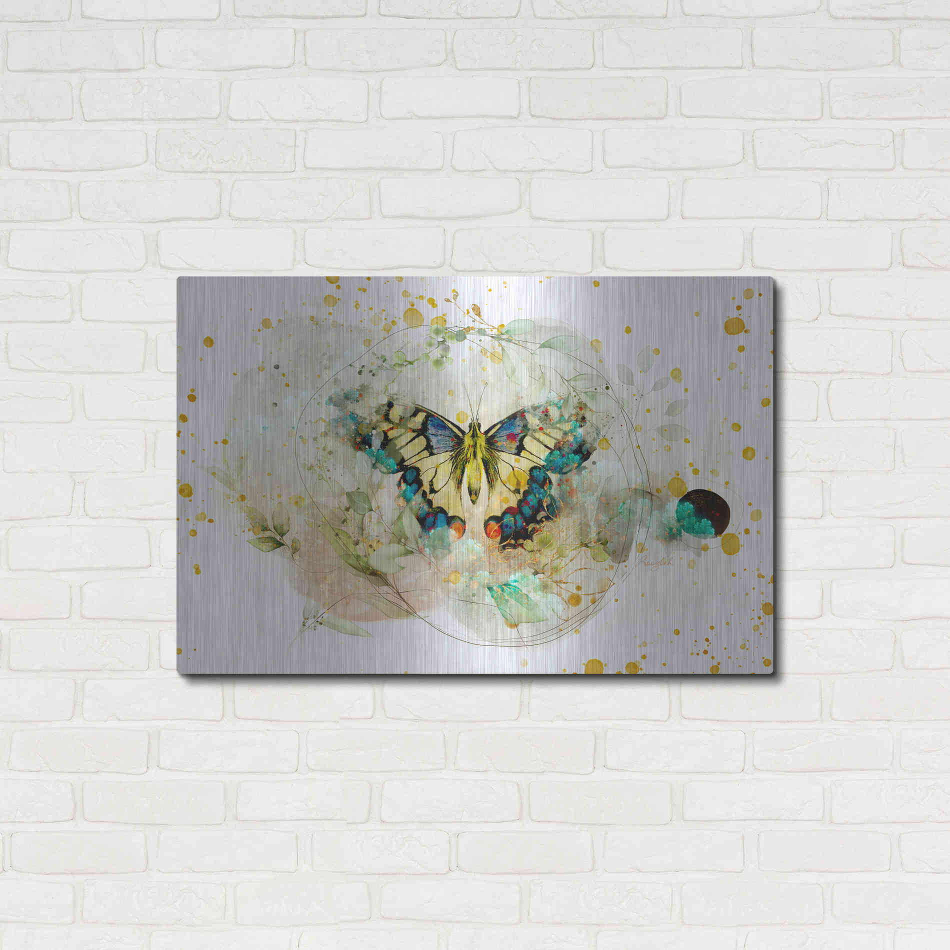 Luxe Metal Art 'Gentle Wings by Roozbeh Bahramali Metal Wall Art,36x24