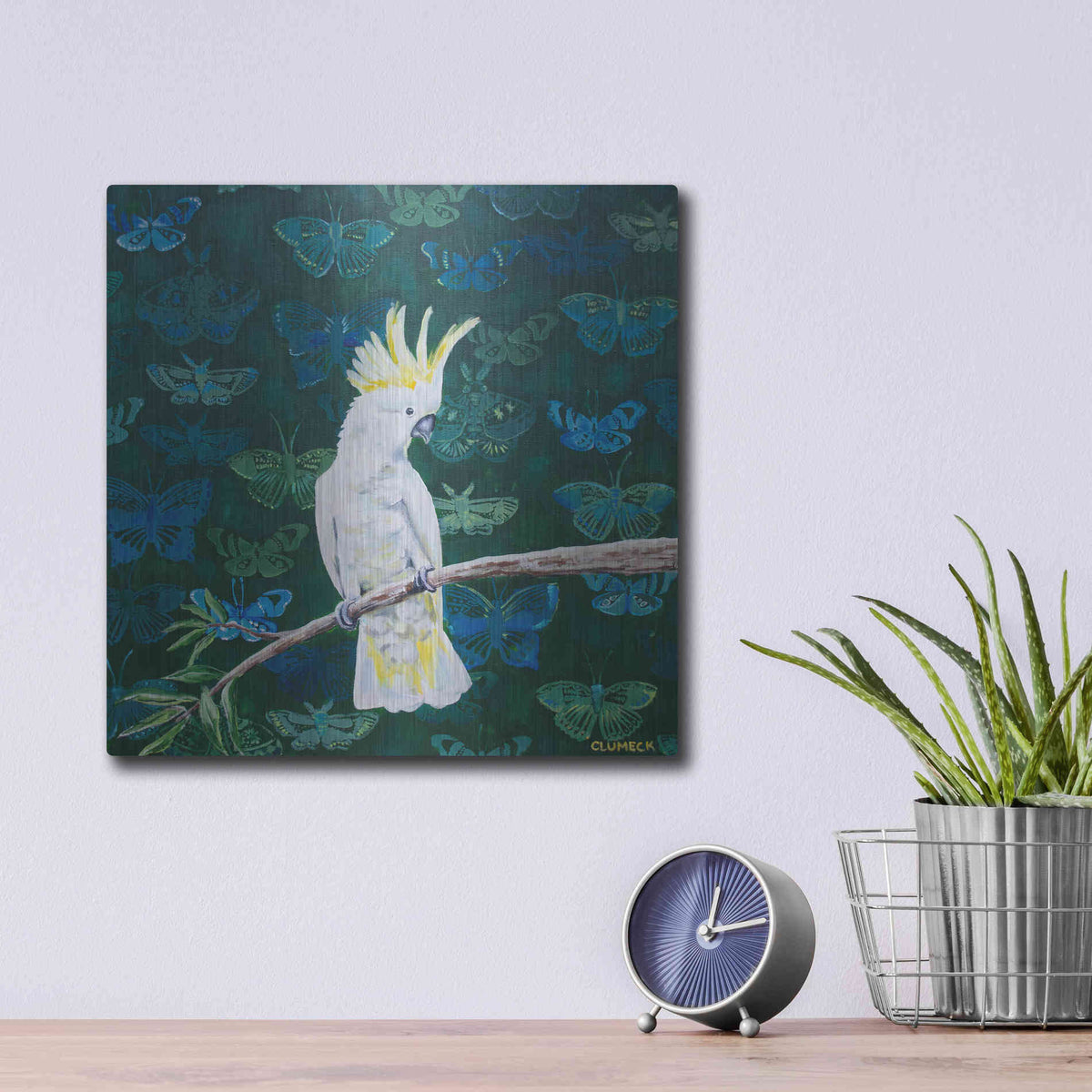 Luxe Metal Art 'Yellow Crested by Alana Clumeck Metal Wall Art,12x12
