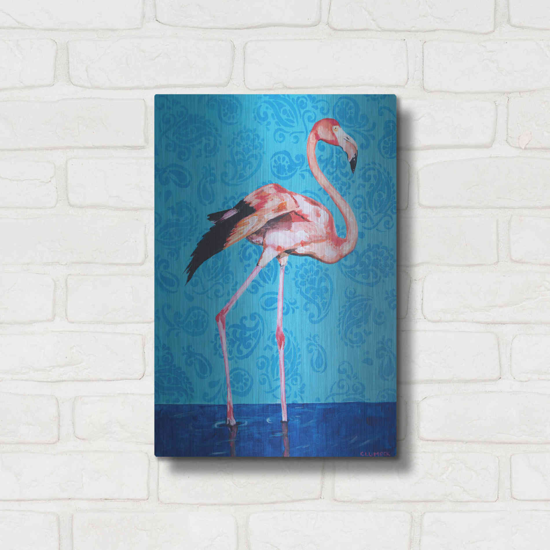 Luxe Metal Art 'Flamingo by Alana Clumeck Metal Wall Art,12x16