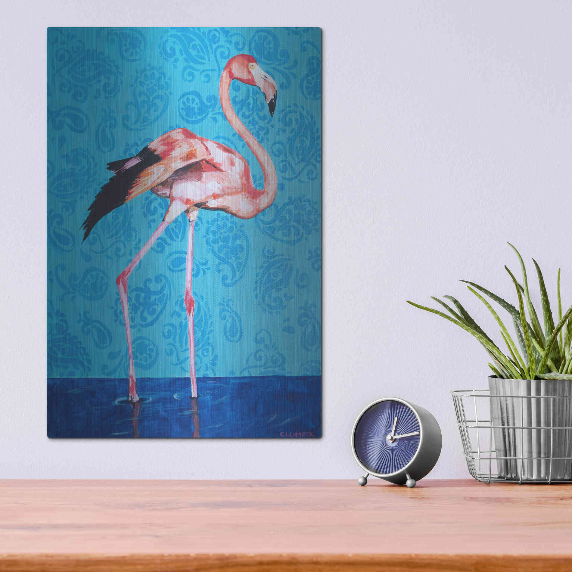 Luxe Metal Art 'Flamingo by Alana Clumeck Metal Wall Art,12x16