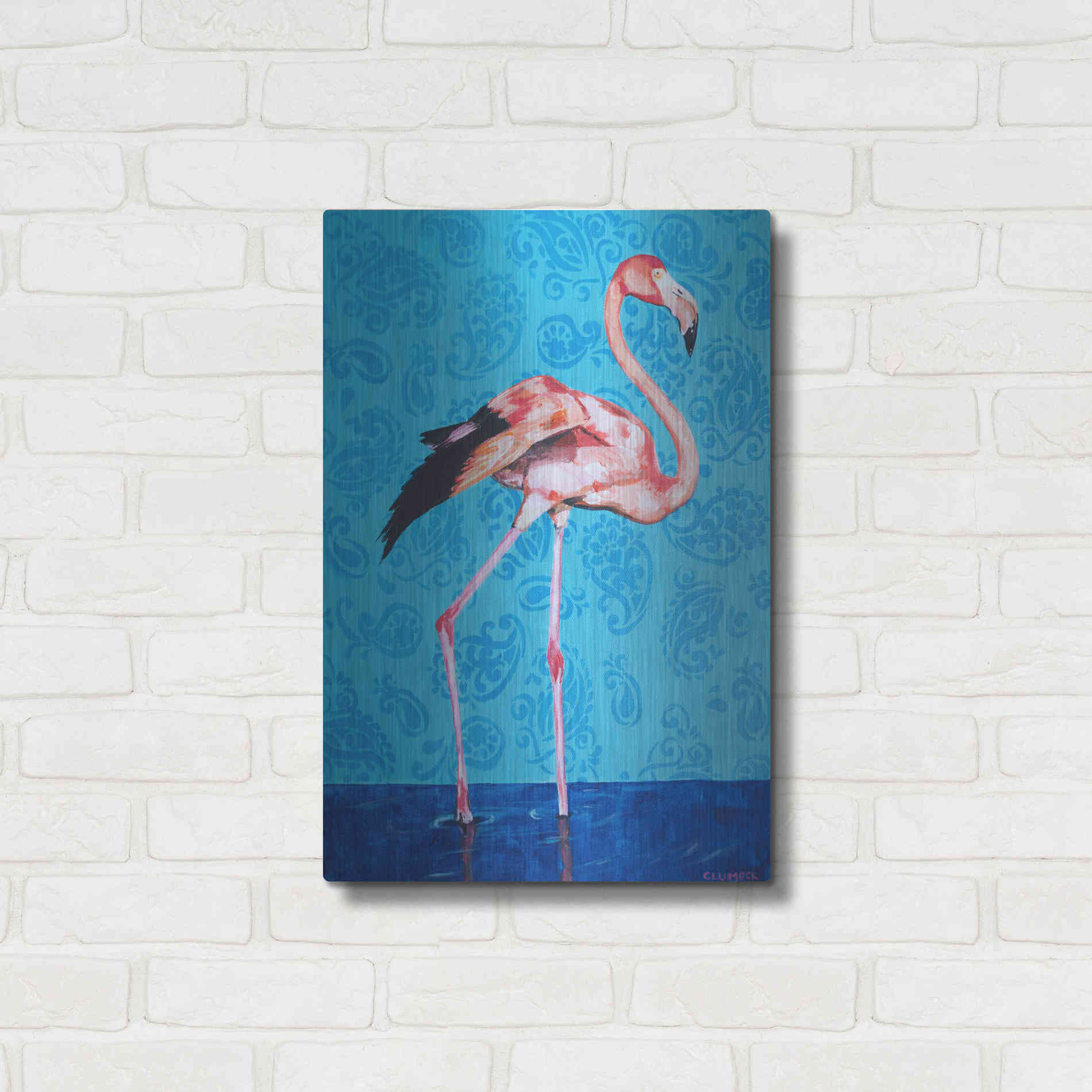 Luxe Metal Art 'Flamingo by Alana Clumeck Metal Wall Art,16x24