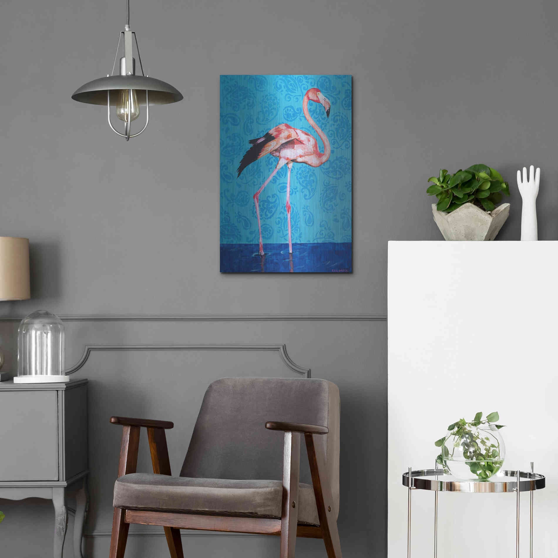 Luxe Metal Art 'Flamingo by Alana Clumeck Metal Wall Art,16x24