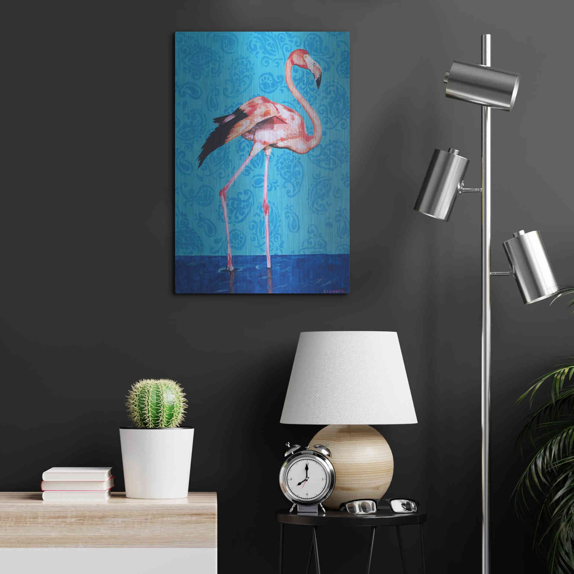 Luxe Metal Art 'Flamingo by Alana Clumeck Metal Wall Art,16x24