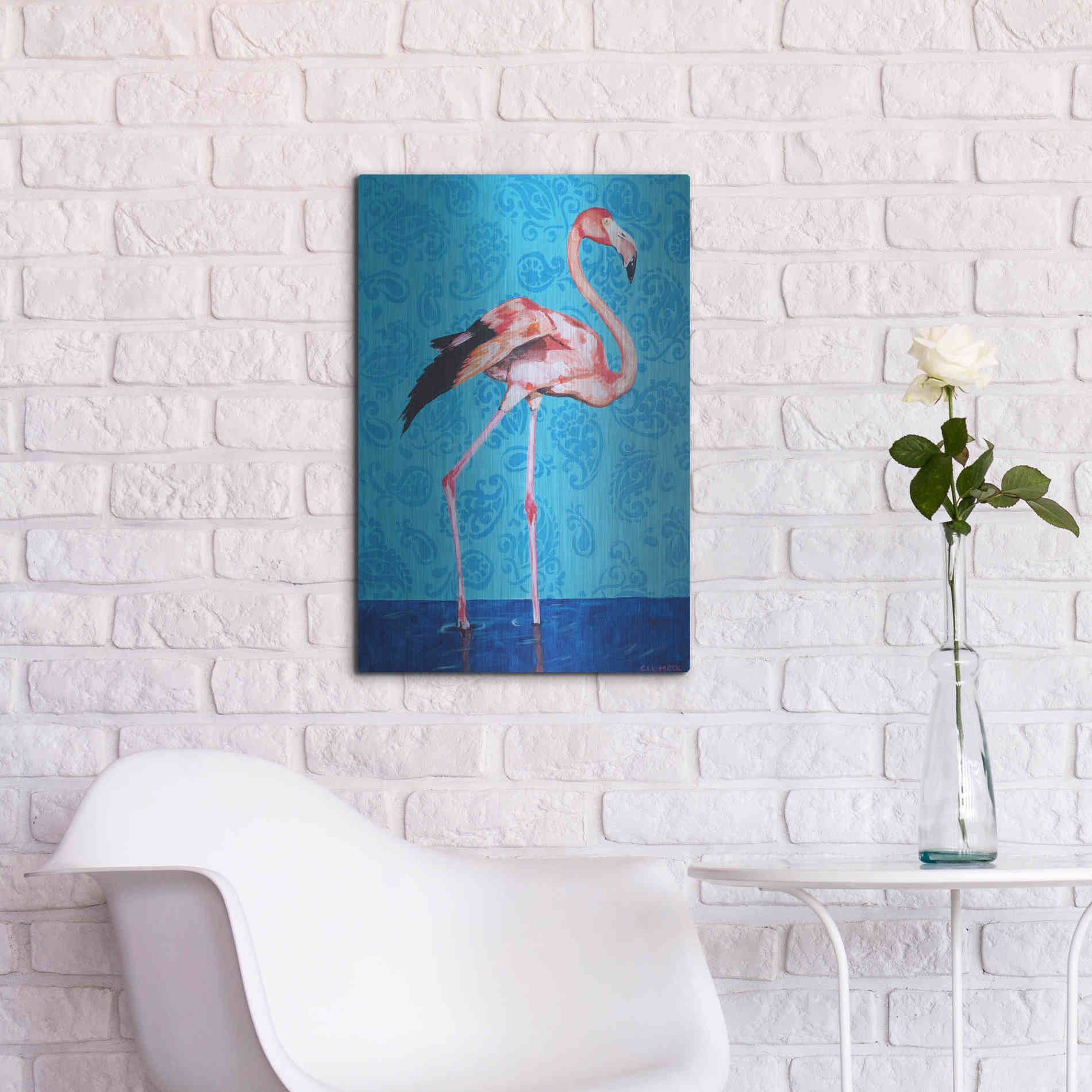 Luxe Metal Art 'Flamingo by Alana Clumeck Metal Wall Art,16x24