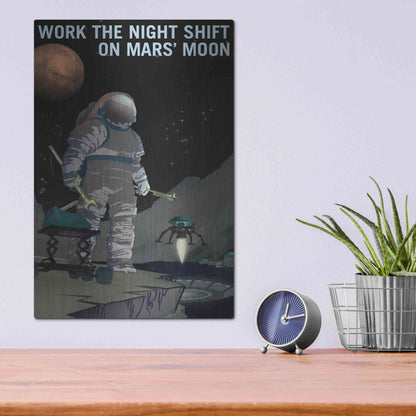 Luxe Metal Art 'Mars Explorer Series: Work The Night Shift' Space Metal Wall Art,12x16