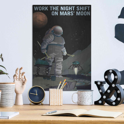 Luxe Metal Art 'Mars Explorer Series: Work The Night Shift' Space Metal Wall Art,12x16