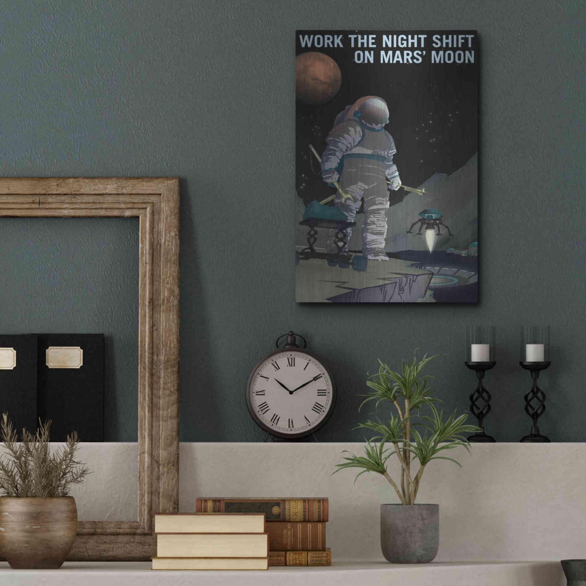 Luxe Metal Art 'Mars Explorer Series: Work The Night Shift' Space Metal Wall Art,12x16