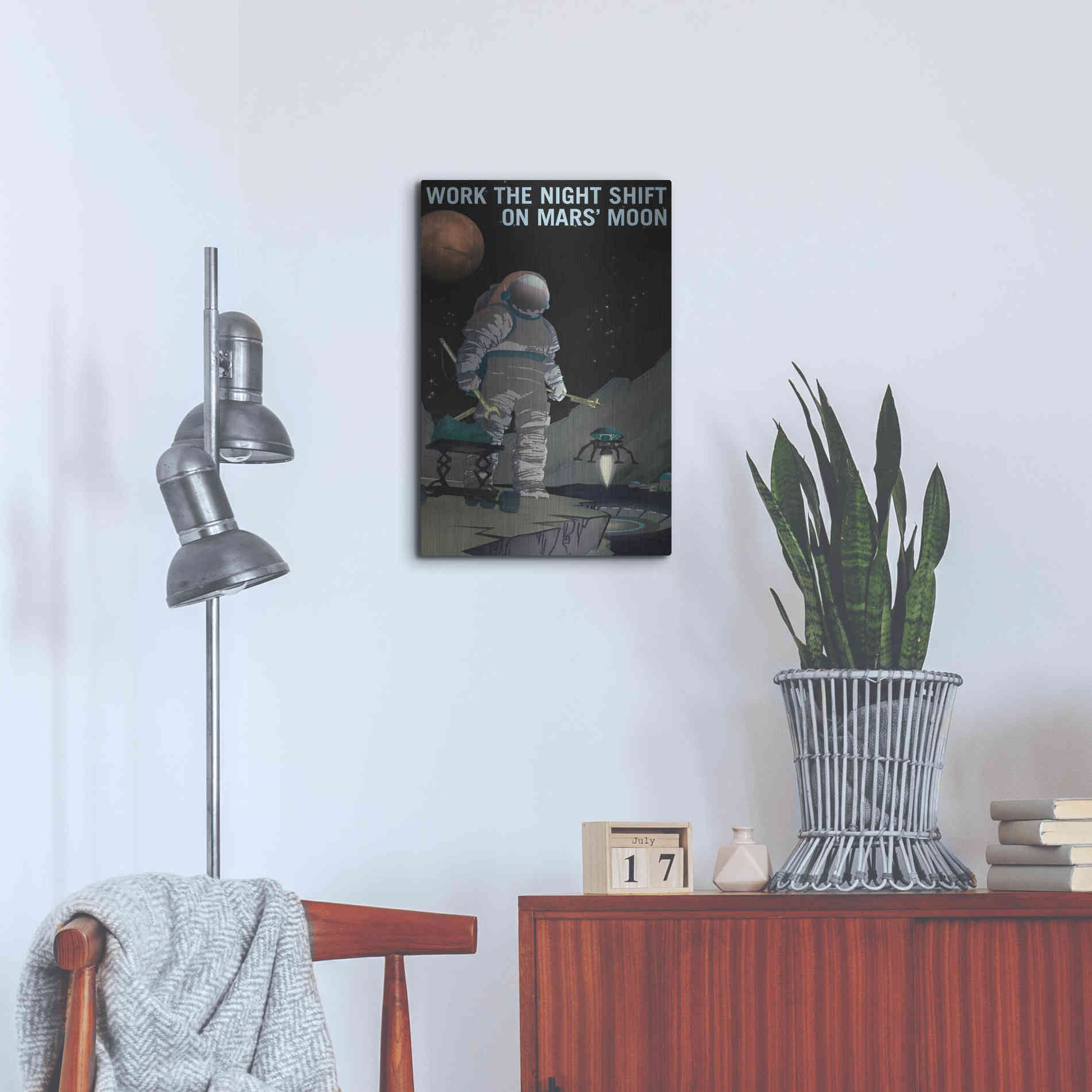 Luxe Metal Art 'Mars Explorer Series: Work The Night Shift' Space Metal Wall Art,16x24