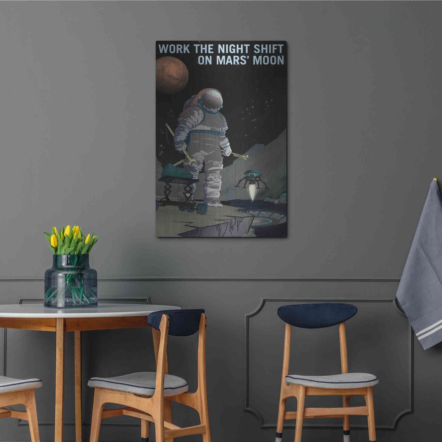 Luxe Metal Art 'Mars Explorer Series: Work The Night Shift' Space Metal Wall Art,24x36