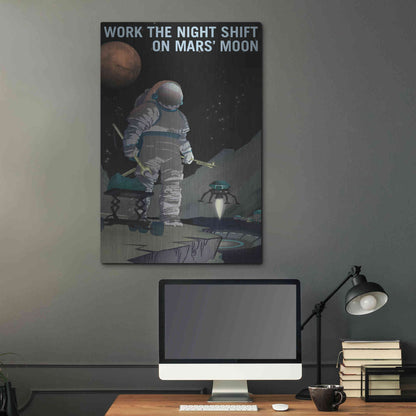Luxe Metal Art 'Mars Explorer Series: Work The Night Shift' Space Metal Wall Art,24x36